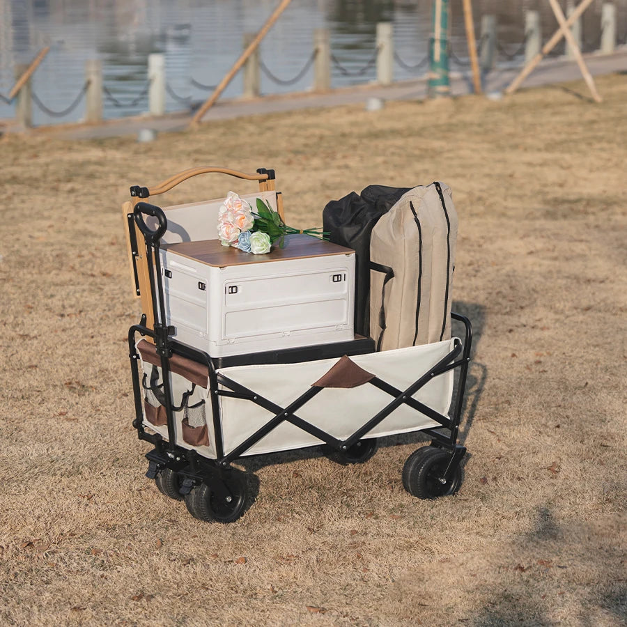 500lbs Heavy Duty Folding Tank Wheels Cart — Large Capacity Outdoor Wagon for Beach, Sand, Trolley & Camping