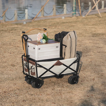 500lbs Heavy Duty Folding Tank Wheels Cart — Large Capacity Outdoor Wagon for Beach, Sand, Trolley & Camping