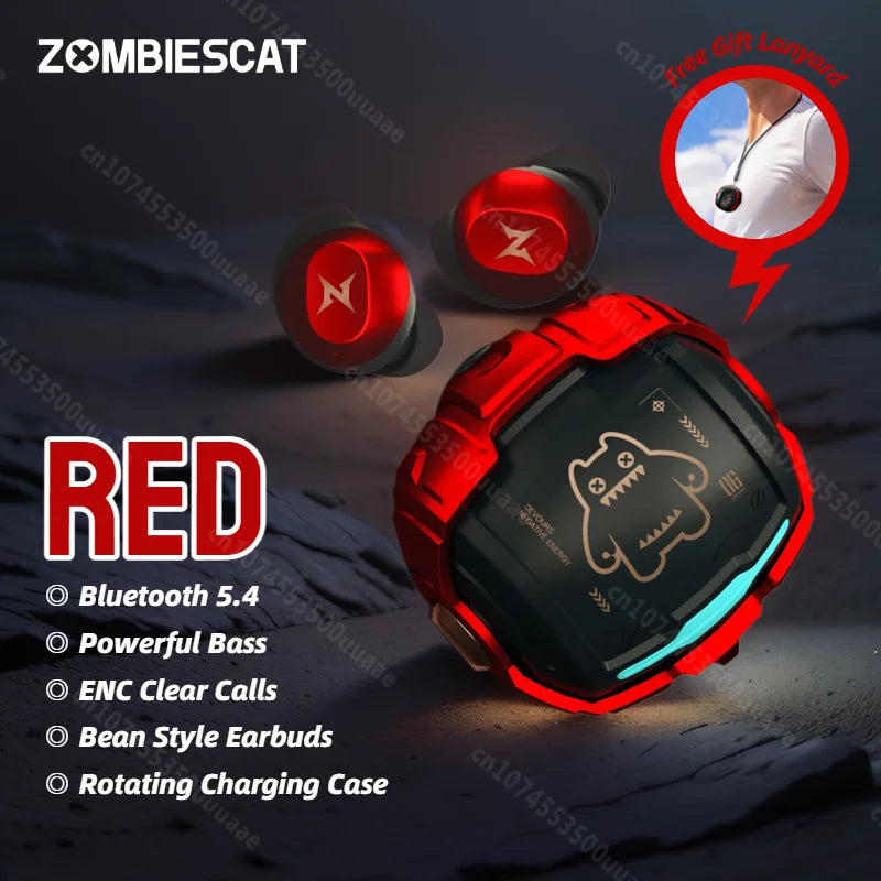 ZOMBIES CAT B12 Bean Wireless Earbuds - Bluetooth Sports Earphones with Deep Bass and Sport Lanyard