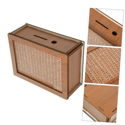 Wooden Money Box Piggy Bank – Cash Saving Treasure Coin Case for 1000/5000/10000 Euro – Encourages Saving Habit