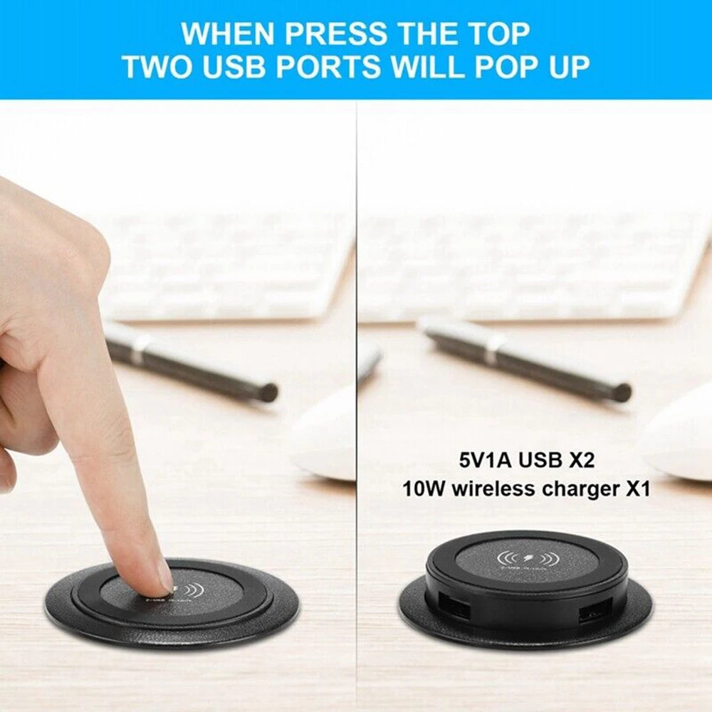 30W Wireless Desktop Charger – Fast Wireless Charging for iPhone, Samsung, Huawei, Xiaomi | Dual USB Phone Charging Station
