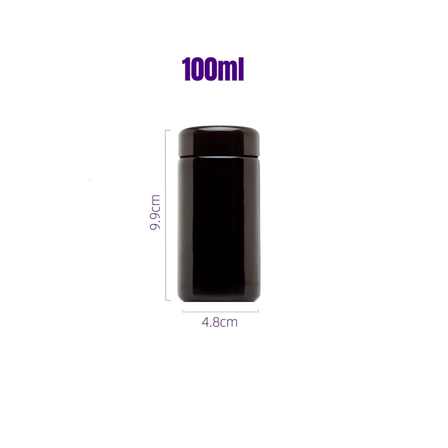Airtight UV Glass Jar — Smell-Proof 1/2oz-1L Container with 2-Way 62% Humidity Pack to Keep Goods Fresh