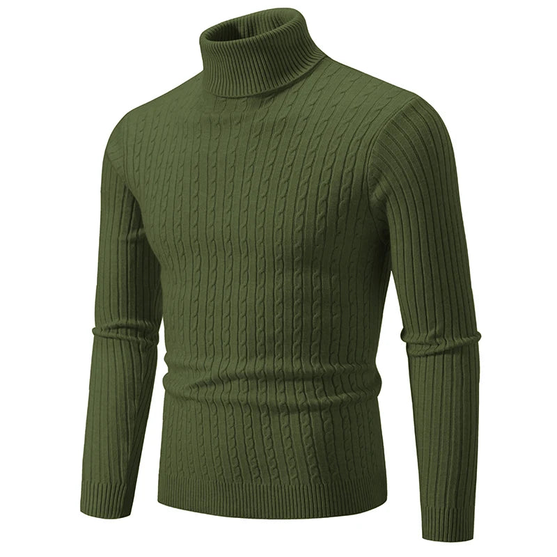 Men's High Neck Turtleneck Sweater - Warm Knitted Pullover Winter Casual Outdoor Top