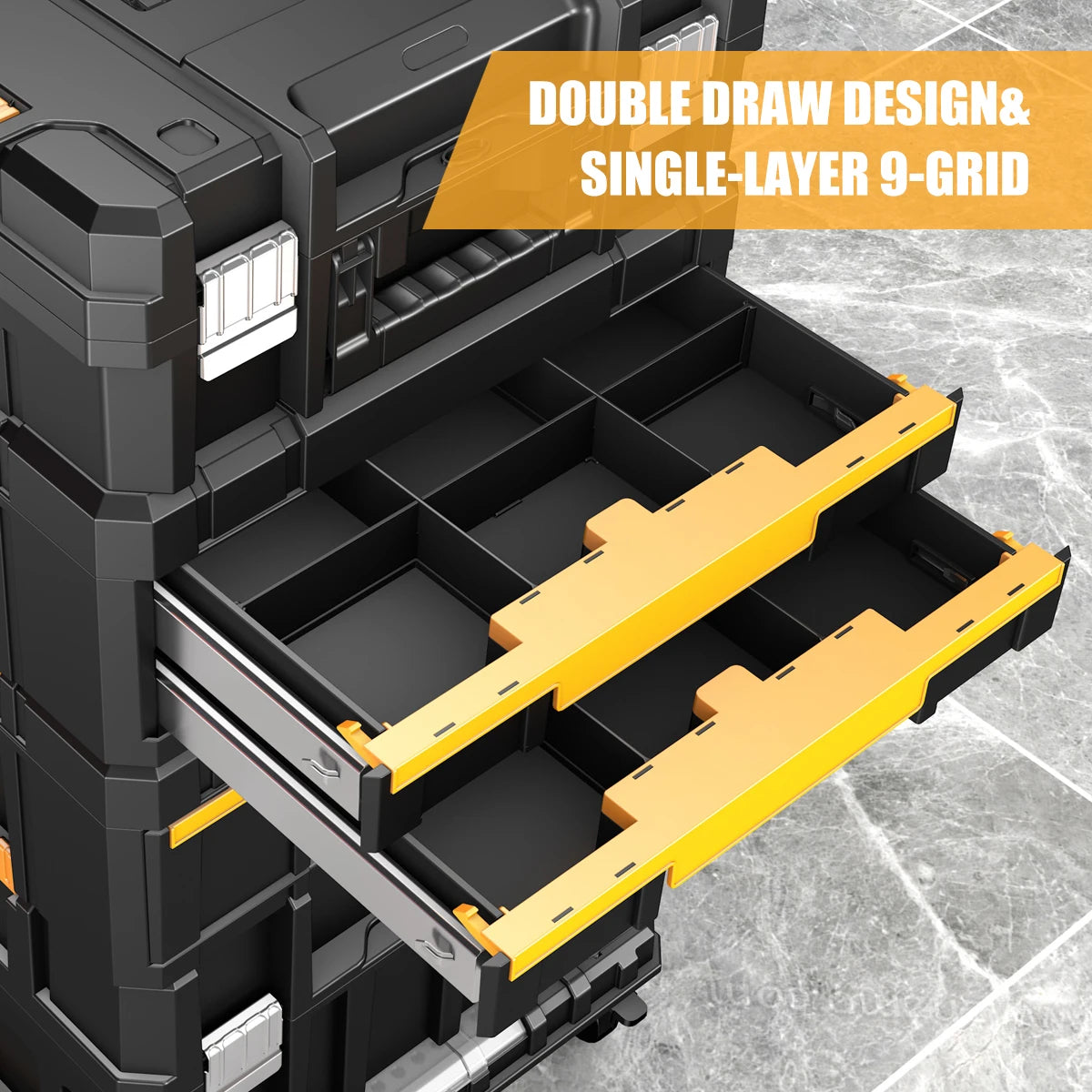AIRAJ Stackable Modular Toolbox Set – Portable Wheeled Combo Toolbox for Space-Saving Storage & Easy Mobility