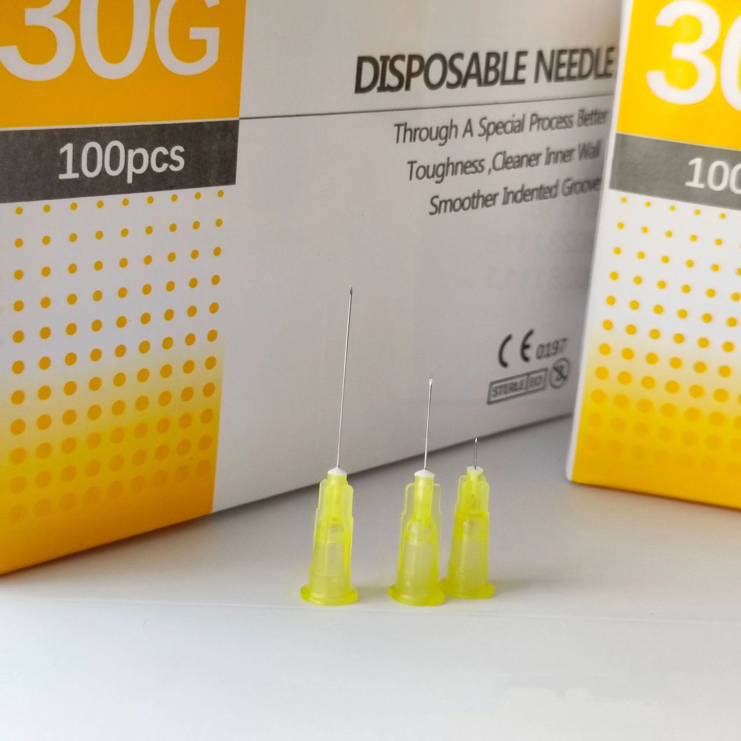 100PCS 30G Painless 4/6/13mm Ultrafine Transparent Syringe Needles with Clear Tip Cap - Beauty & Pharmaceutical Use
