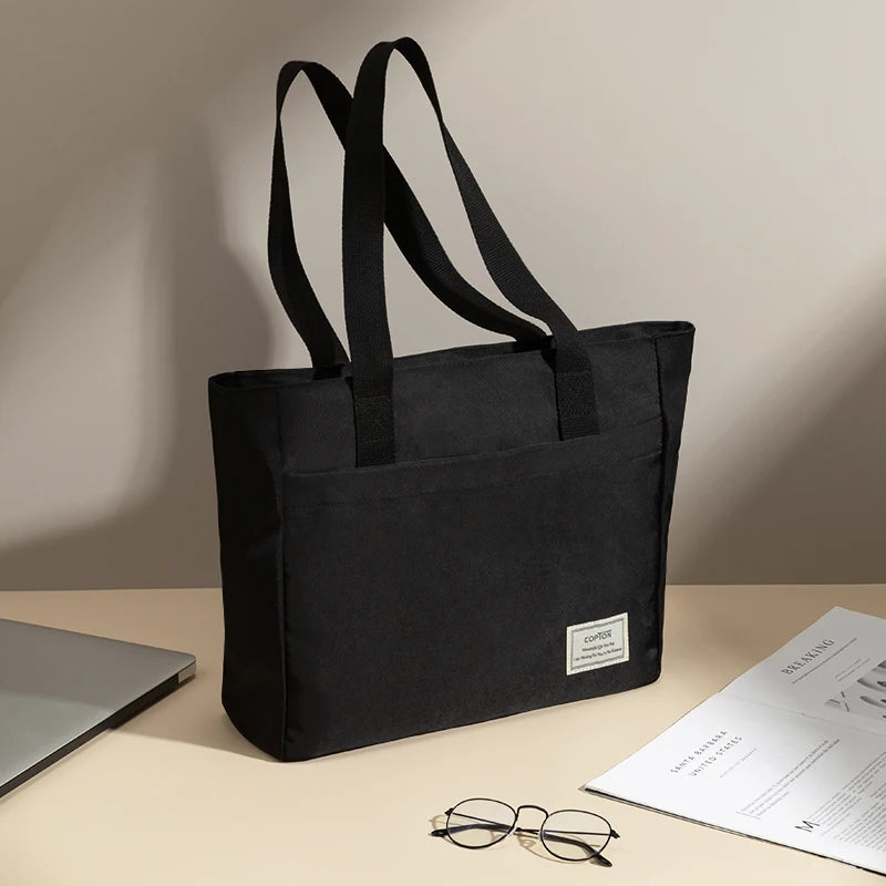 Shockproof Canvas Laptop Tote Bag - 14 Inch Women’s Notebook Handbag for MacBook, Dell, HP & More