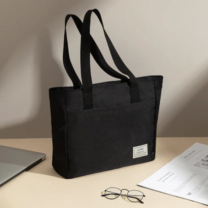 Shockproof Canvas Laptop Tote Bag - 14 Inch Women’s Notebook Handbag for MacBook, Dell, HP & More