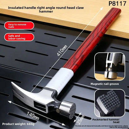 DGEV Claw Hammer - High-Carbon Steel Nail Puller with Magnetic Insulated Handle