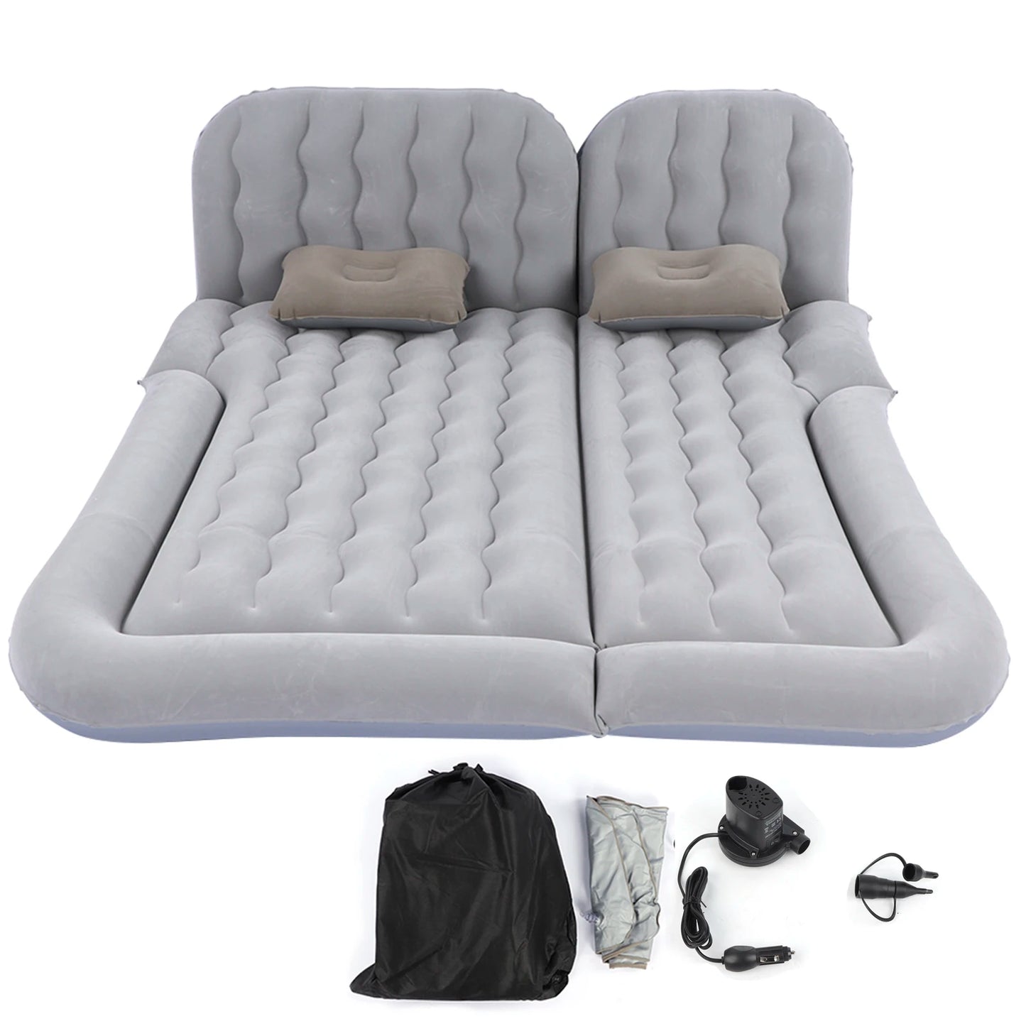 2-in-1 Car Inflatable Bed – PVC Flocking Travel Mattress & Soft Cushion for Car & SUV