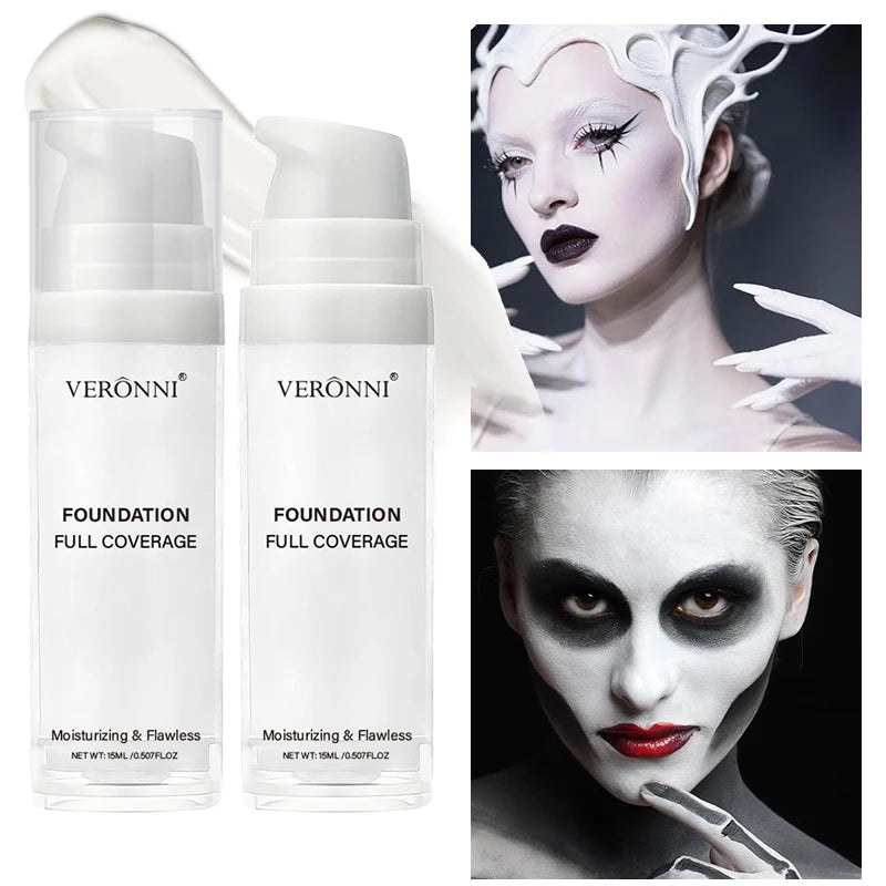 Pure White Liquid Foundation – Long-Lasting COS Stage Makeup Concealer & Mixable Brightening Adjuster