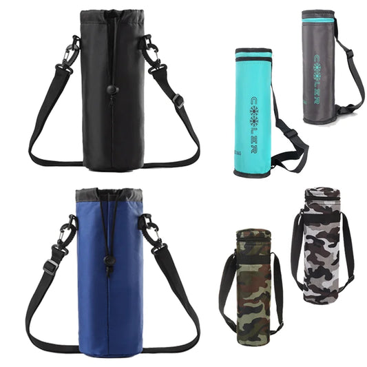 Portable Insulated Water Bottle Bag - Oxford Cloth Cooler Carrier for Camping & Outdoor Activities 1.5L
