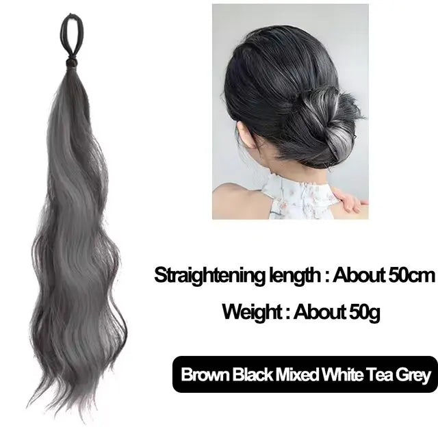 50cm Synthetic Self-Winding Ball Head Wig Hair Bundle – Highlight DIY Bun for Women, Volume-Boosting Bud Hair Extension
