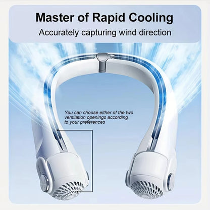 Portable USB Rechargeable Hanging Neck Fan – Adjustable Bladeless Turbofan Personal Cooler for Home, Dormitory & Outdoor Use