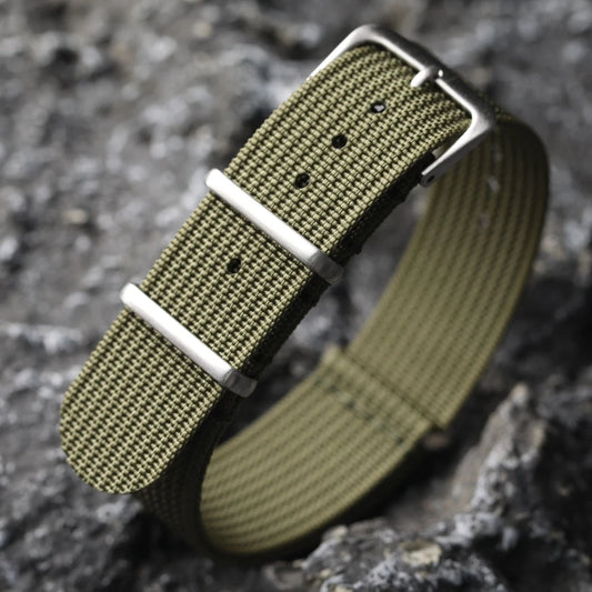 Ribbed Nylon Watch Strap - 18mm 20mm 22mm Military Style Replacement Watchband