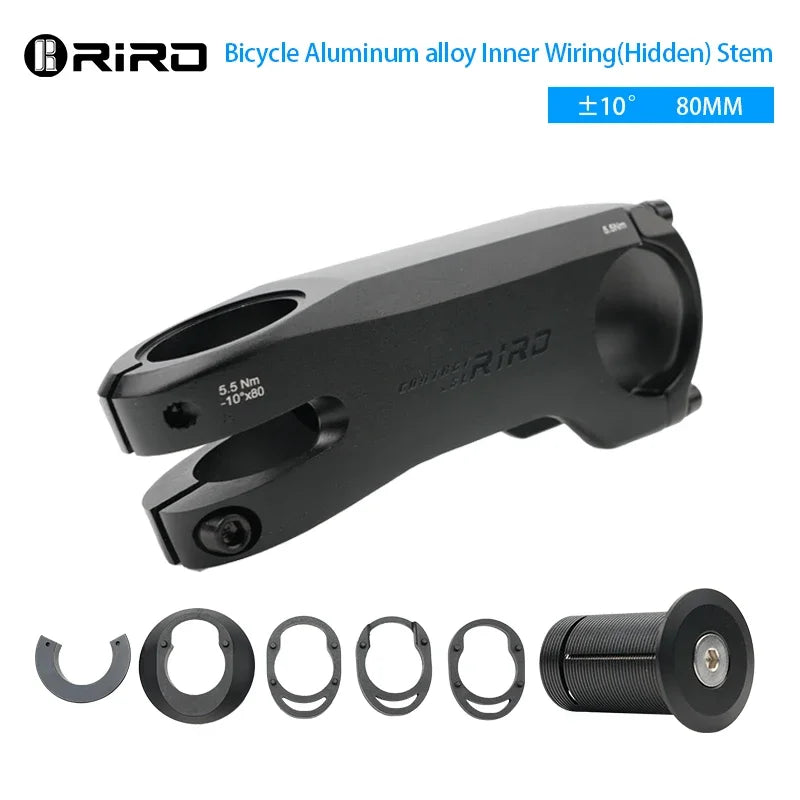 RIRO Bike Stem Internal Cable Routing - 28.6–31.8mm Aluminum Alloy CNC Road Bicycle Handlebar Stem with Spacer