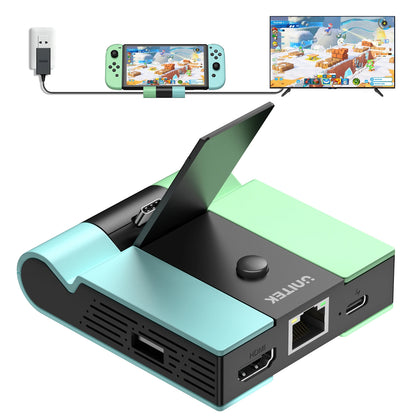 Unitek Game Dock for Nintendo Switch OLED — 45W PD Charging, LAN Gigabit Ethernet & 4K HDMI Gaming Docking Station for TV