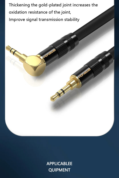 YONGWEI 3.5mm AUX Audio Cable - Straight to Curved Male-to-Male for Car, Mobile Phone, Computer, Speaker and Headset Extension