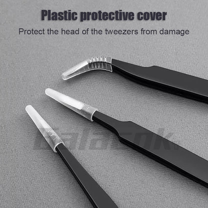 6PCS Anti-Static Stainless Steel Precision Tweezers Set – Curved Industrial Repair Tools for Electronics, Model Making & Maintenance