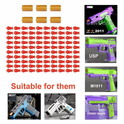 Soft EVA Foam Dart Bullets for Toy Guns – Compatible with M1911, G17, M92 & USP Pistol Shooting Game Accessories, Safe Foam Ammo Refill Kit