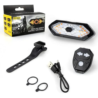 Wireless Bike Turn Signal Rear Light – USB Rechargeable LED Bicycle Tail Lamp with Remote Control Safety Warning Light