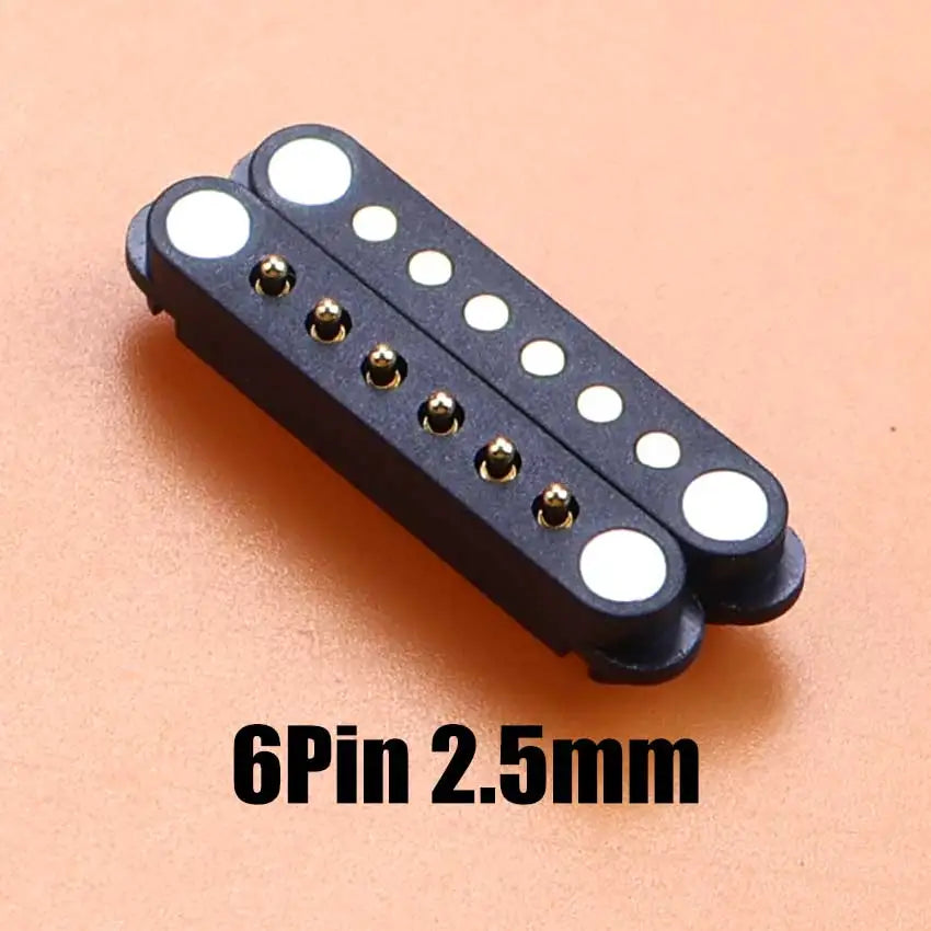 DC Magnetic Pogo Pin Connector - 2–8 Pin Spring-Loaded Male/Female Power Socket, 2.5/2.54/2.8mm Spacing