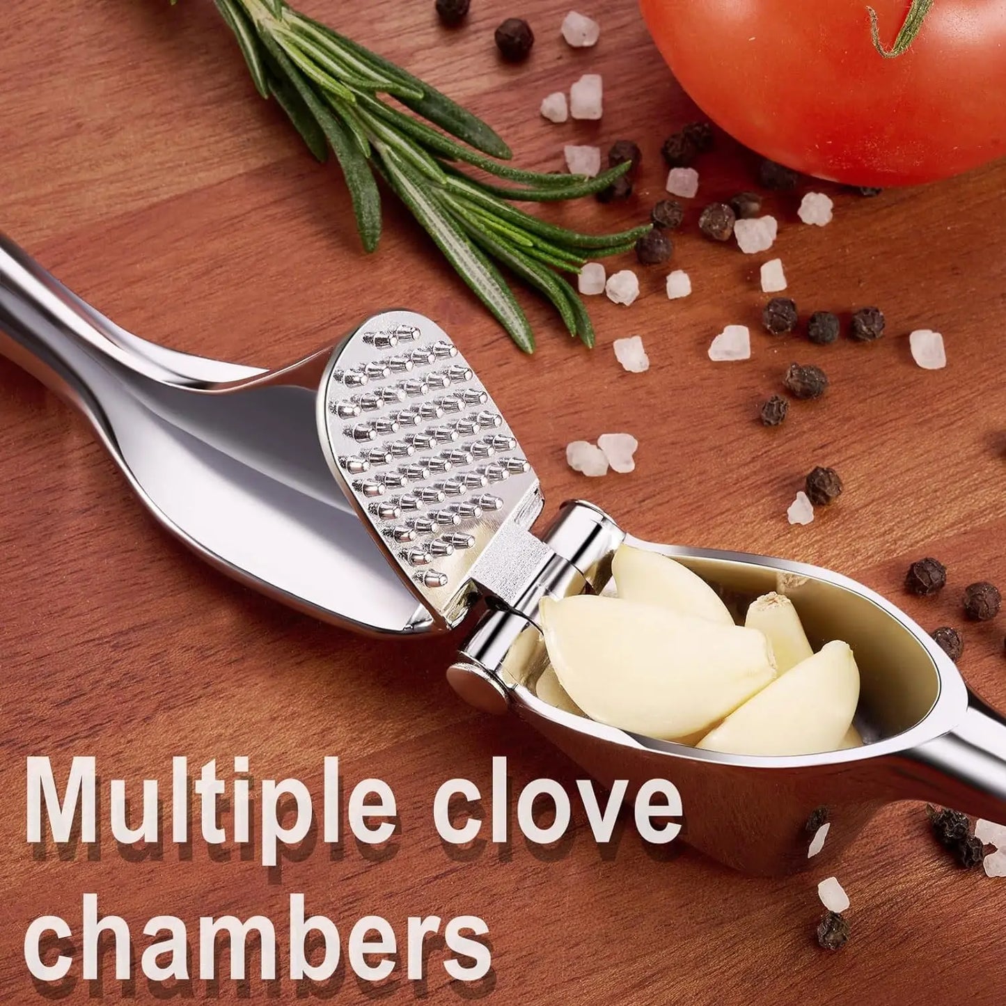 Ergonomic Garlic Press and Mincer – Easy Squeeze Zinc Alloy Garlic Crusher with Comfortable Handle