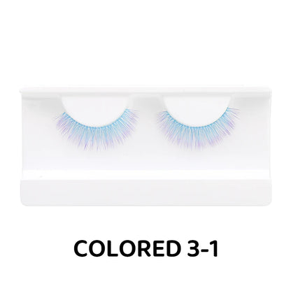Colorful Halloween False Eyelashes – Blue, Red & Pink Cosplay Fake Lash Extensions for Makeup Looks