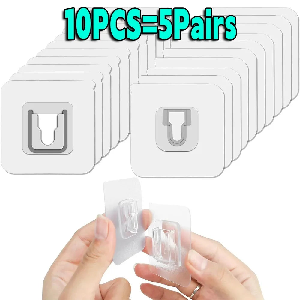 Double-Sided Transparent Suction Cup Wall Hooks – Strong Adhesive Hangers for Kitchen & Bathroom Storage