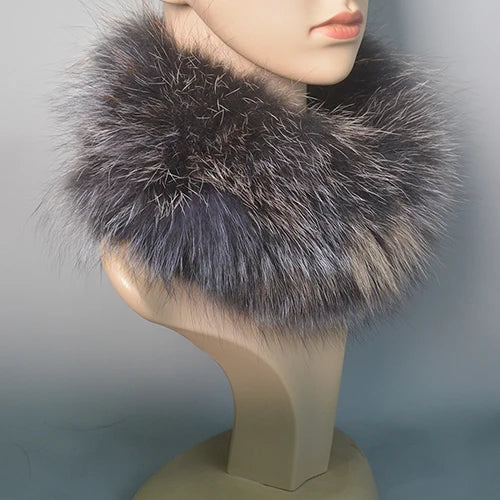 2025 Real Fox Fur Scarf and Headband – Luxury Winter Neck Warmer for Women, 100% Natural Fur, Elastic Ring Muffler
