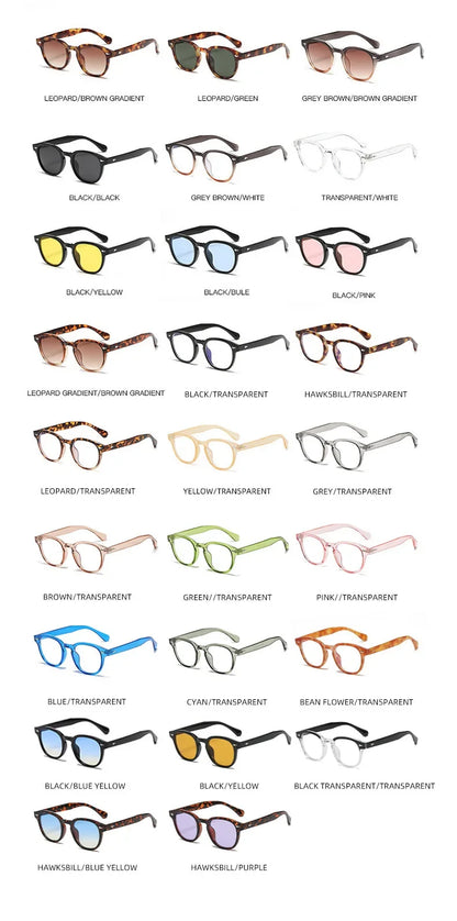 JNPCXI Retro Round Sunglasses – Punk Leopard Rivet Fashion Shades UV400 for Men & Women