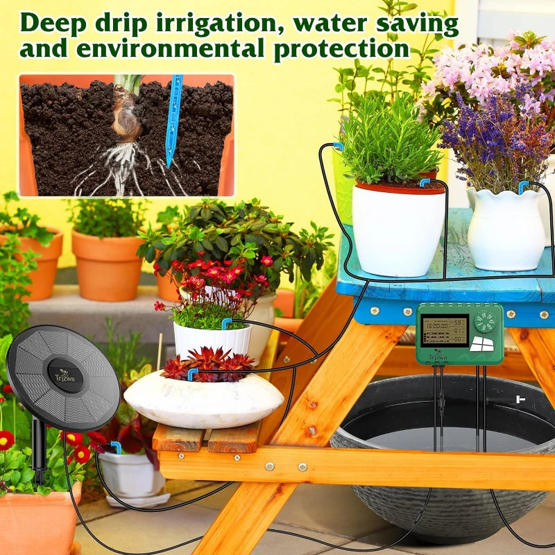 DIY Solar Irrigation System – 15 Meter Hose Garden Watering Kit, Drip Irrigation for Garden, Balcony, and Greenhouse