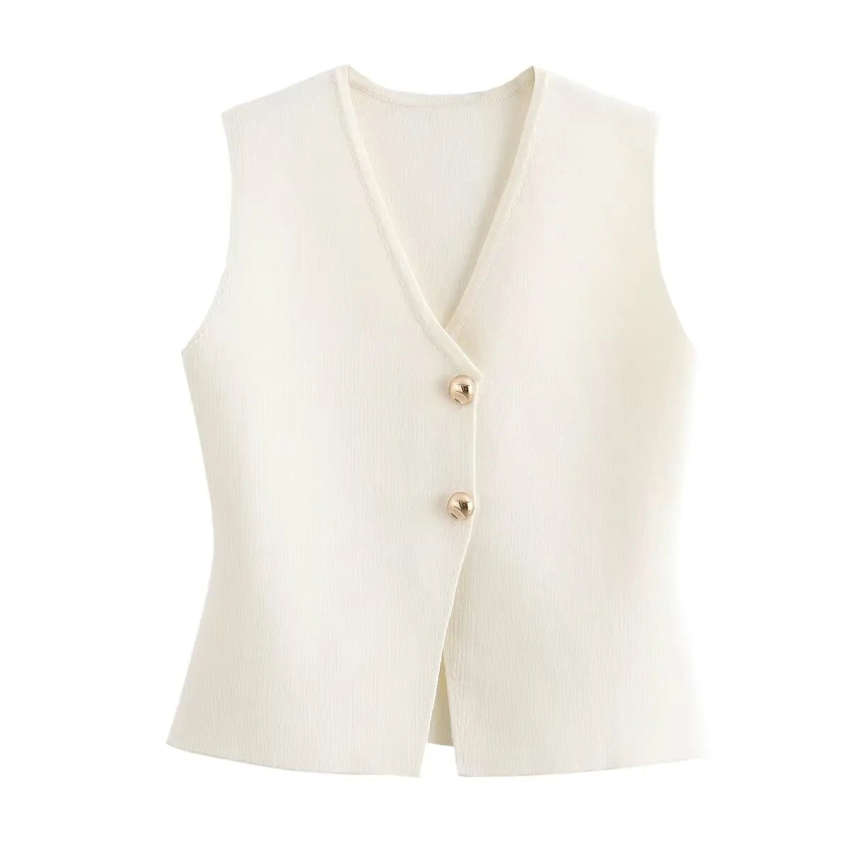 TRAF 2024 Women's Knit Vest Top – Cropped Sleeveless, Button Front, Summer Knitted Holiday Short Tops