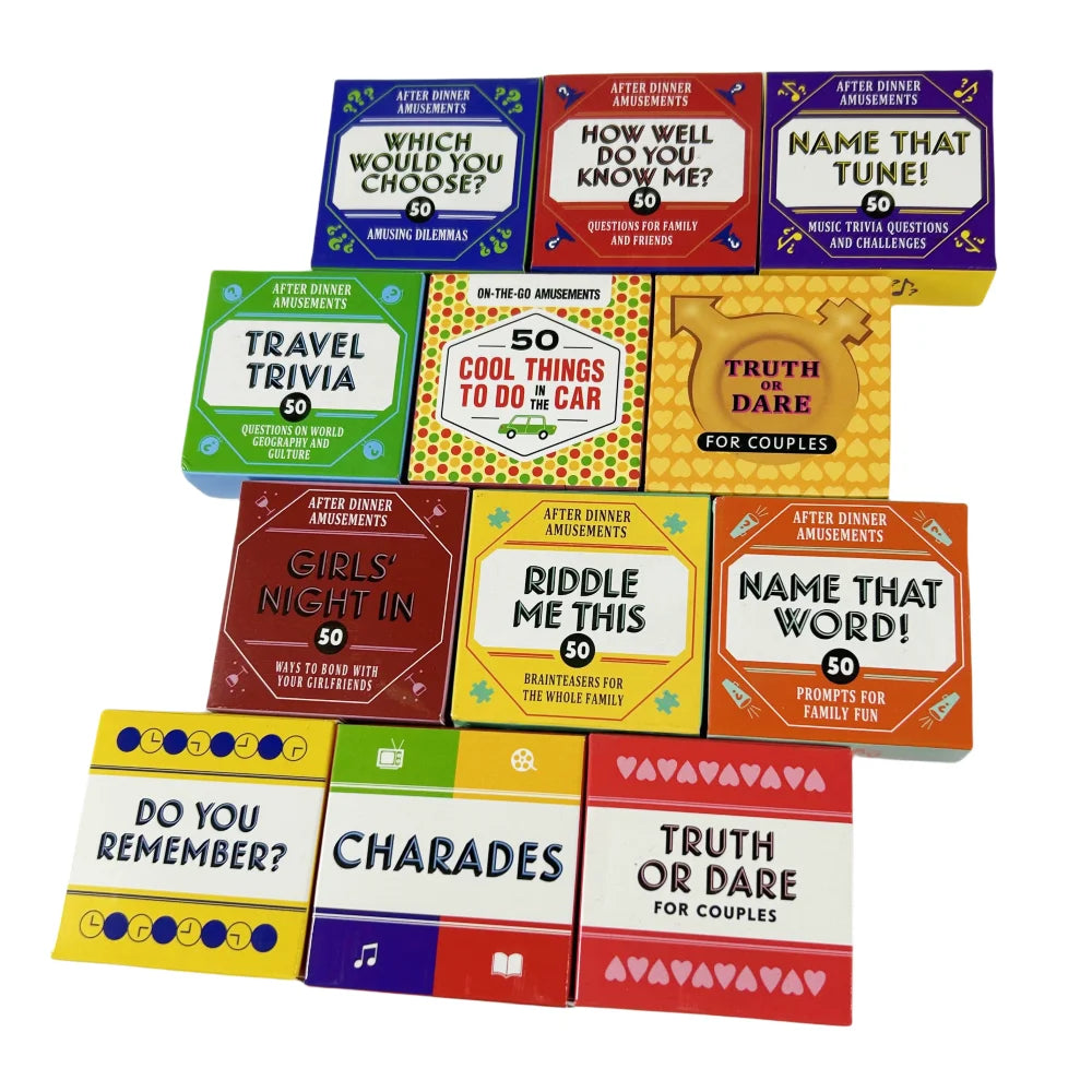13-in-1 Mini Party Card Game Set – Truth or Dare, Trivia, Riddles & Travel Games for Fun Group Play