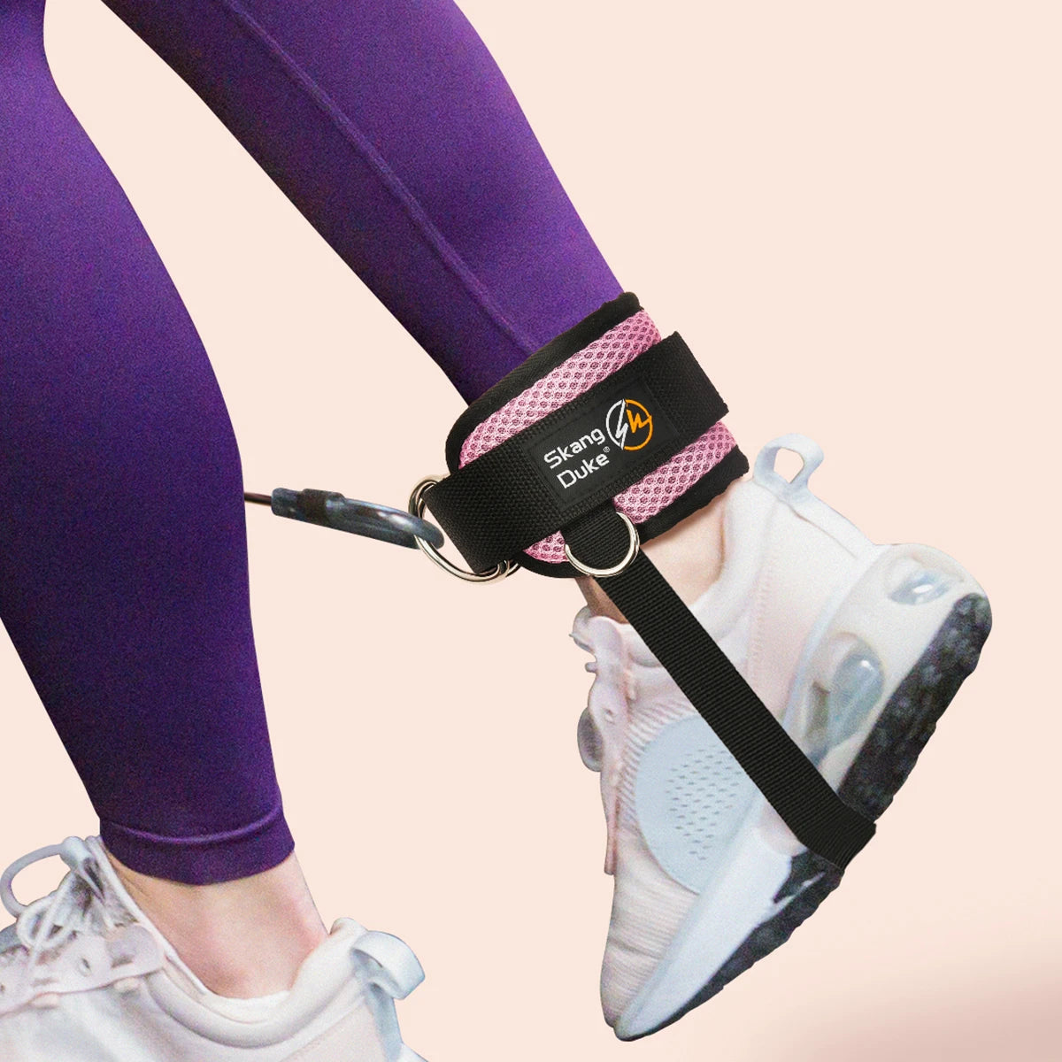 1PC Padded Ankle Straps: Double D-Ring Fitness Ankle Cuffs for Cable Machines - Gym Workout Leg Extensions