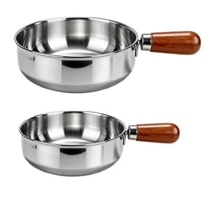 Stainless Steel Milk Pot - Heat-Resistant Wooden Handle, Non-Slip Base & Induction Compatible Design