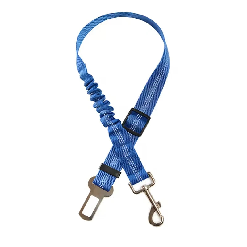 High-Grade Adjustable Dog Car Safety Belt — Shock-Absorbing Damping Strap with Reflective Trim, Universal Fit