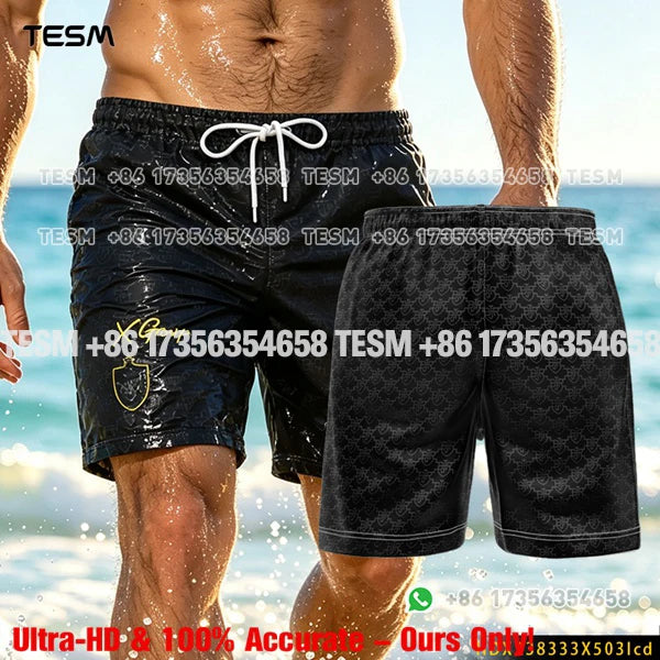 Men’s Lion Print Beach Shorts - Casual Summer Vacation & Sports Running Shorts