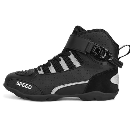 2024 New Motorcycle Boots for Men – Leather, Breathable, Anti-Slip, Wear-Resistant Racing Ankle Boots for Riders