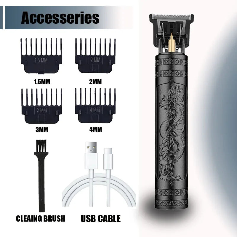 Vintage T9 Electric Hair Clipper, Rechargeable Professional Men’s Hair Cutting Machine, Barber Shaver & Beard Trimmer Tool