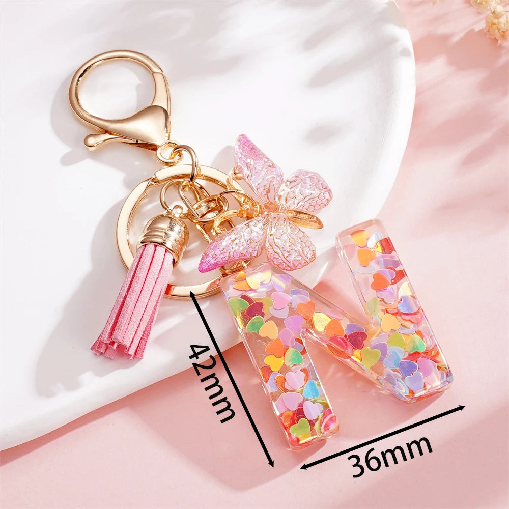 A-Z Letter Pendant Keychain - Tassel Key Ring Charm for Women & DIY Jewelry Making