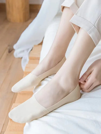 3 Pairs Women's Invisible Low-Cut Socks – Breathable Non-Slip Cotton No-Show Summer Socks