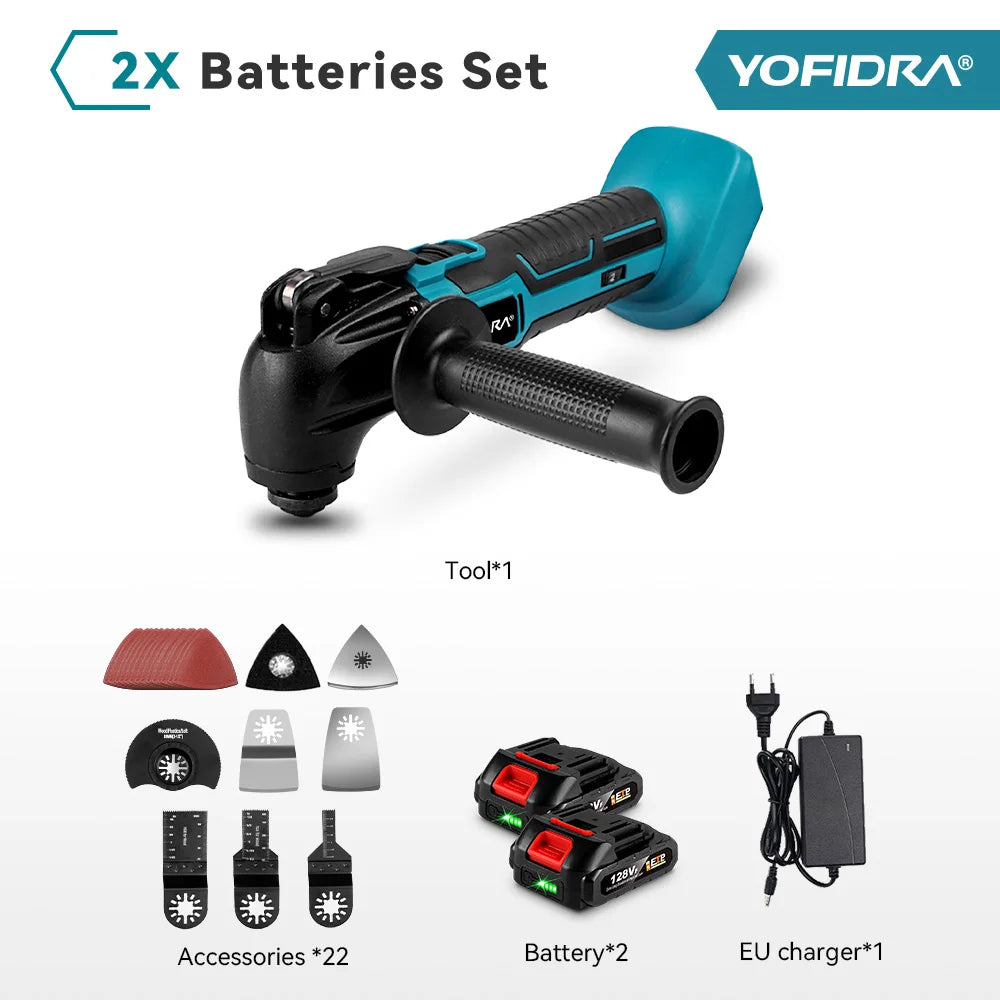 YOFIDRA Cordless Oscillating Multi-Tool – 6-Speed Electric Cutting, Polishing & Trimming Machine for 18V/21V Battery