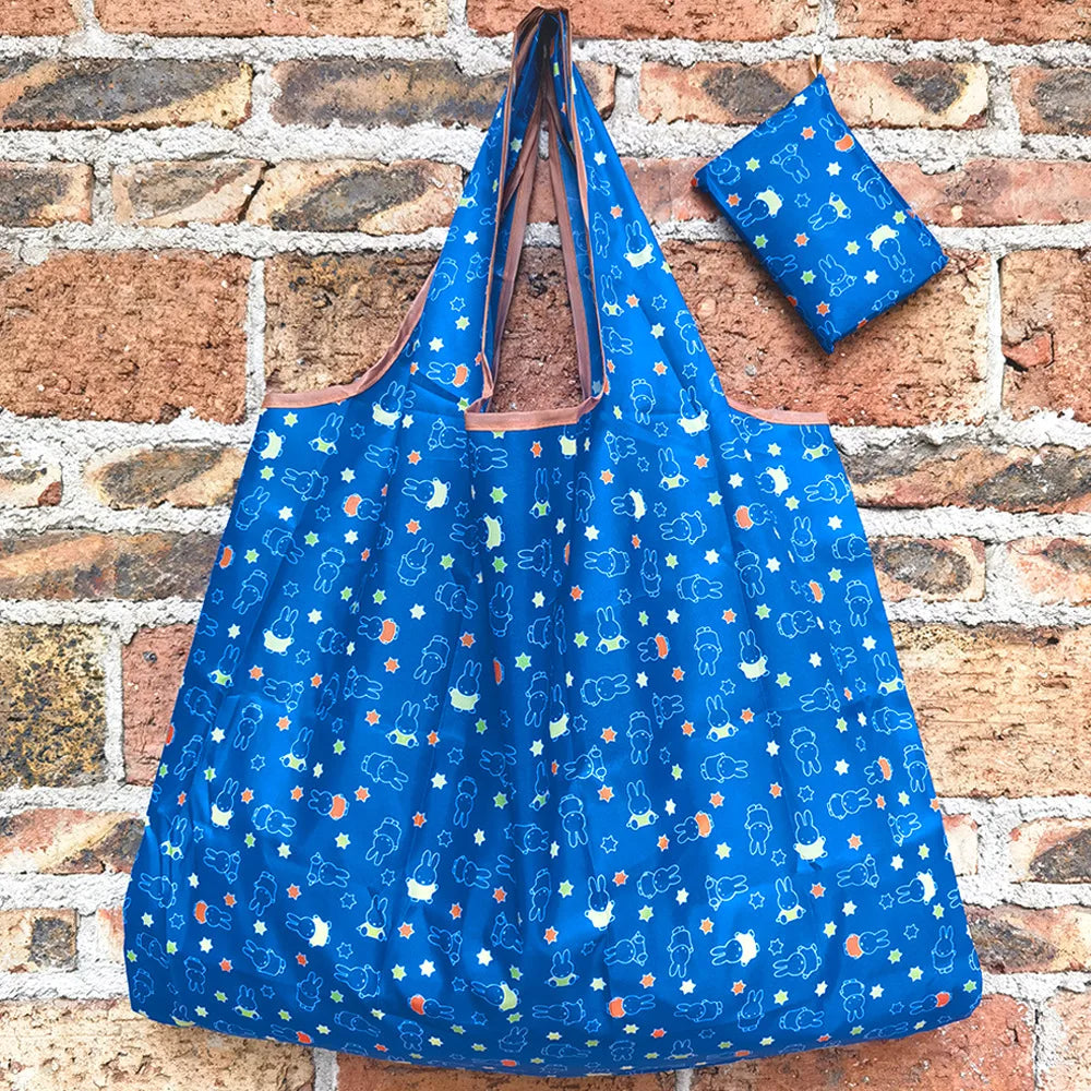 Miffy Rabbit Folding Shopping Bag - Extra-Large Waterproof Nylon Tote for Groceries, Travel, and Everyday Storage