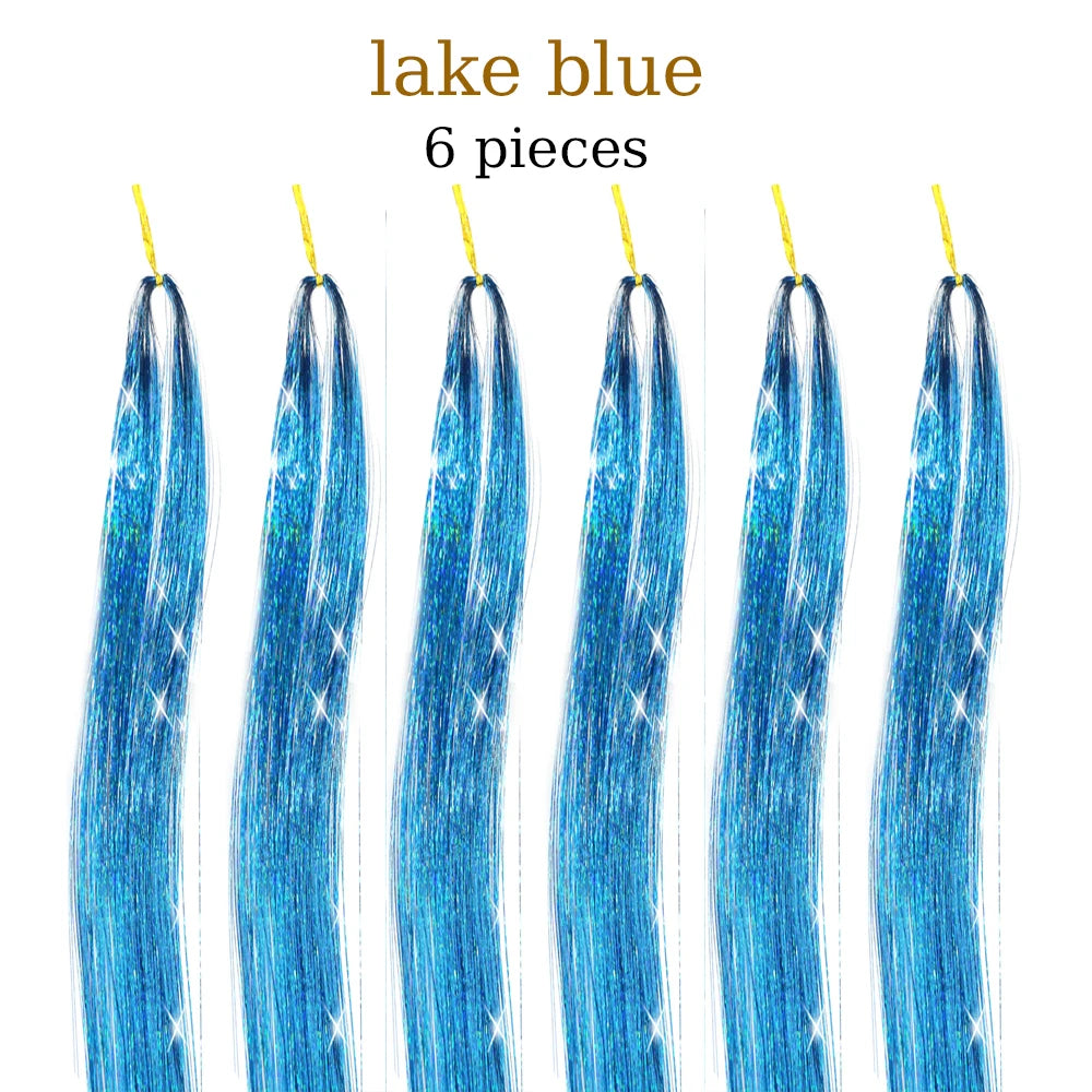 48-Inch Hair Tinsel Kit – 1200 Strands, 12 Colors Sparkling Fairy Hair Extensions with Tool