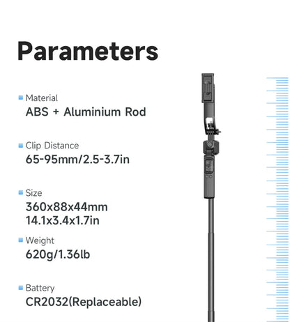 C17 360° Auto-Rotation Monopod – AI Tracking Tripod with Bluetooth Shutter, Fill Light & Wireless Selfie Stick for Phones