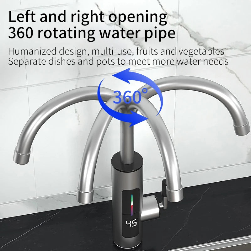 3000W 220V Electric Kitchen Water Heater Tap – Instant Hot & Cold Stainless Steel Faucet Heater