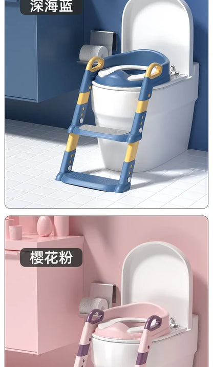 Children's Toilet Seat & Step Stool – Folding Toilet Ring with Stairway for Boys & Girls