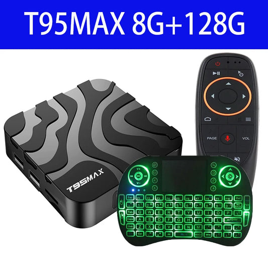 New H618 T95 Max Android 14 Smart TV Box - 8GB RAM, 128GB/64GB Storage, Double WiFi 2.4G & 5.8G, 6K 3D, Voice Assistant Media Player