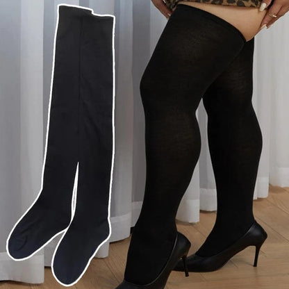 Sexy Black & White Solid Color Over-The-Knee Long Socks – Thigh-High Warm Stockings for Women & Girls