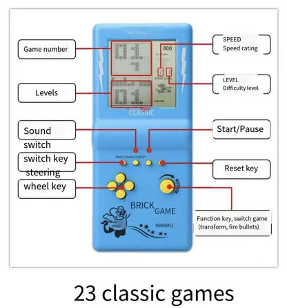 Mini Handheld Game Console | Built-in 23 Games & 80 Classic Tetris Retro Player for Kids